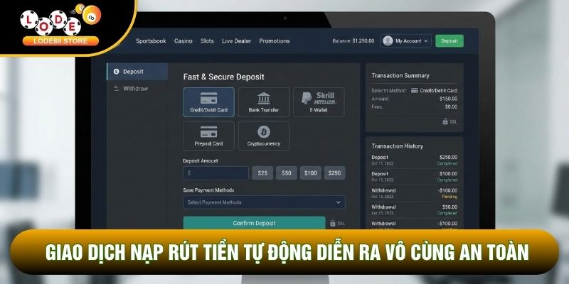 Giao dịch nạp rút tiền tự động diễn ra vô cùng an toàn Giao dịch nạp rút tiền tự động diễn ra vô cùng an toàn