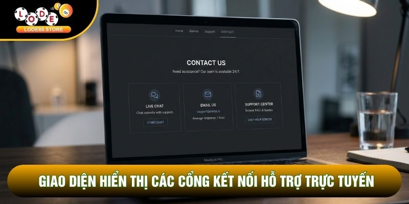 Giao diện hiển thị các cổng kết nối hỗ trợ trực tuyến Giao diện hiển thị các cổng kết nối hỗ trợ trực tuyến