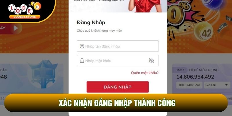 Xác nhận đăng nhập thành công Xác nhận đăng nhập thành công